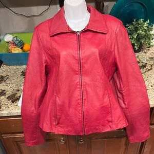 Oleg Cassini Lightweight Red Leather Jacket